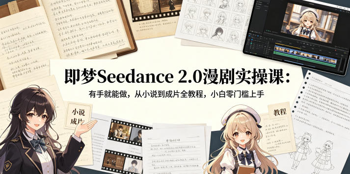 即梦Seedance 2.0漫剧实操课:有手就能做,从小说到成片全教程,小白零门槛上手-百盟网