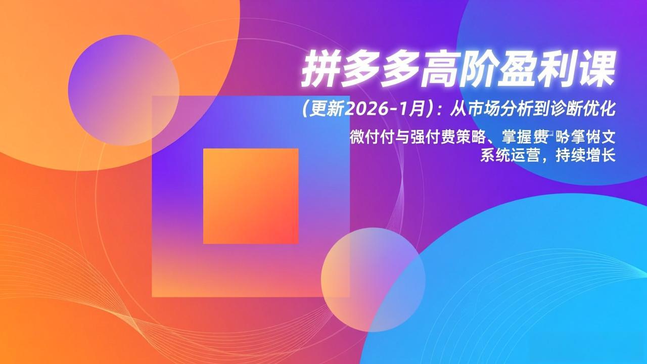拼多多高阶盈利课(更新2026-1月-百盟网