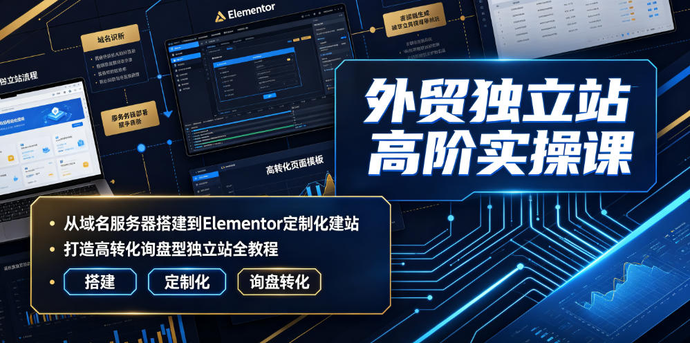 外贸独立站高阶实操课|从域名服务器搭建到Elementor定制化建站,打造高转化询盘型独立站全教程-百盟网