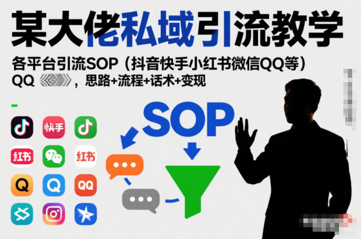 某大佬私域引流教学,各平台引流SOP(抖音快手小红书微信QQ等),思路+流程+话术+变现(更新0708)-百盟网
