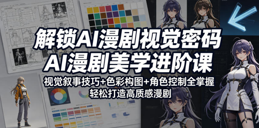 解锁AI漫剧视觉密码,AI漫剧美学进阶课,视觉叙事技巧+色彩构图+角色控制全掌握,轻松打造高质感漫剧