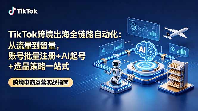 TikTok跨境出海全链路自动化：从流量到留量，账号批量注册+AI起号+选品策略一站式-百盟网