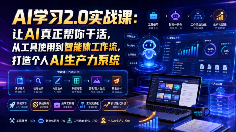 AI学习2.0实战课：让AI真正帮你干活，从工具使用到智能体工作流，打造个人AI生产力系统-百盟网