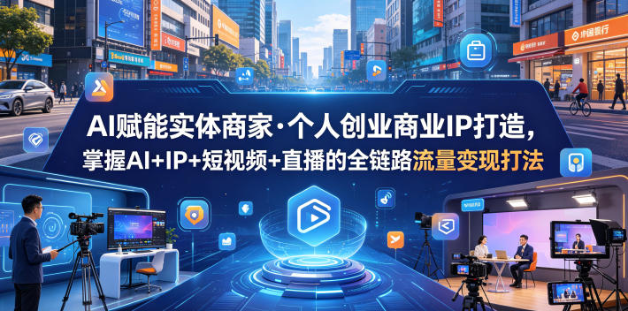 AI赋能实体商家·个人创业商业IP打造,掌握AI+IP+短视频+直播的全链路流量变现打法-百盟网