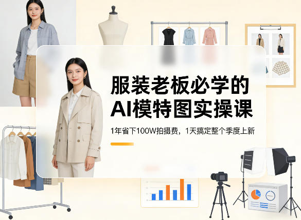 服装老板必学的AI模特图实操课，1年省下100W拍摄费，1天搞定整个季度上新-百盟网