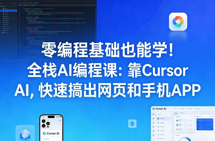 零编程基础也能学！全栈AI编程课：靠Cursor AI，快速搞出网页和手机APP-百盟网