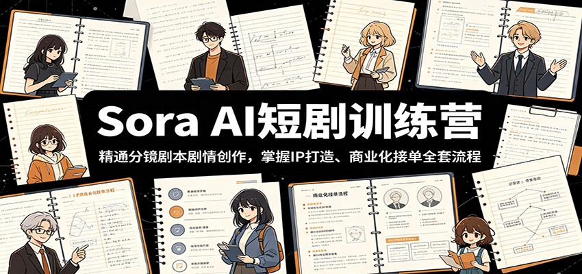Sora AI短剧训练营：精通分镜剧本剧情创作，掌握IP打造、商业化接单全套流程-百盟网