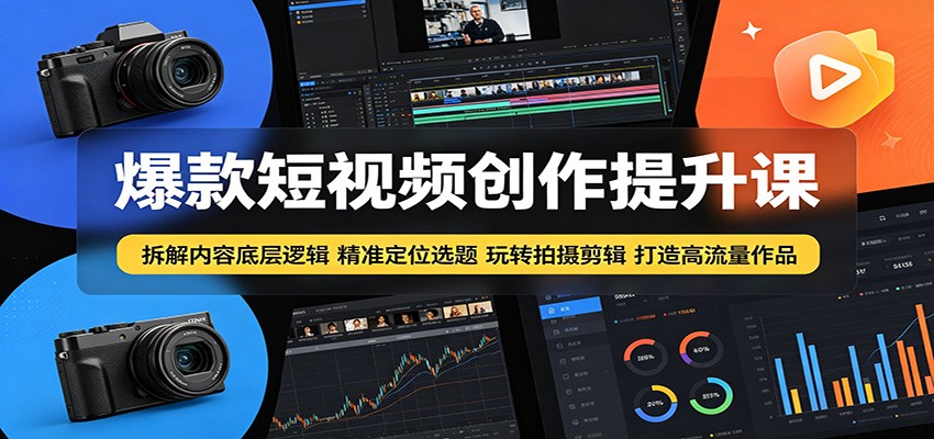 爆款短视频创作提升课：拆解内容底层逻辑，精准定位选题玩转拍摄剪辑打造高流量作品-百盟网