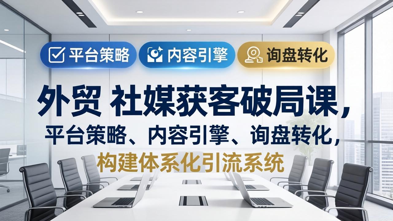 外贸 社媒获客破局课,平台策略、内容引擎、询盘转化,构建体系化引流系统(更新26年3月-百盟网