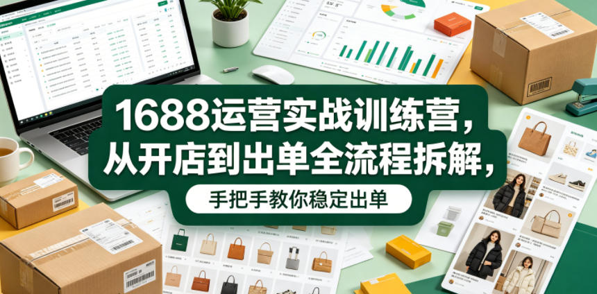 1688运营实战训练营，从开店到出单全流程拆解，手把手教你稳定出单(更新0620)-百盟网