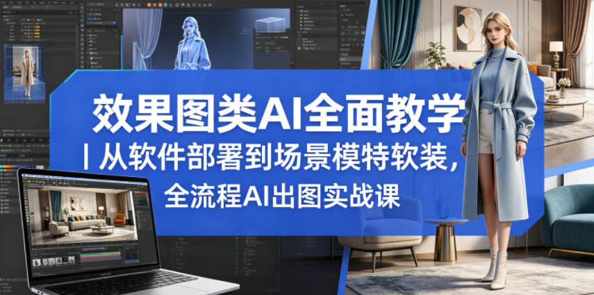 效果图类AI全面教学｜从软件部署到场景模特软装，全流程AI出图实战课-百盟网
