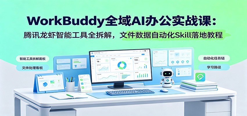 WorkBuddy全域AI办公实战课：腾讯龙虾智能工具全拆解，文件数据自动化Skill落地教程-百盟网
