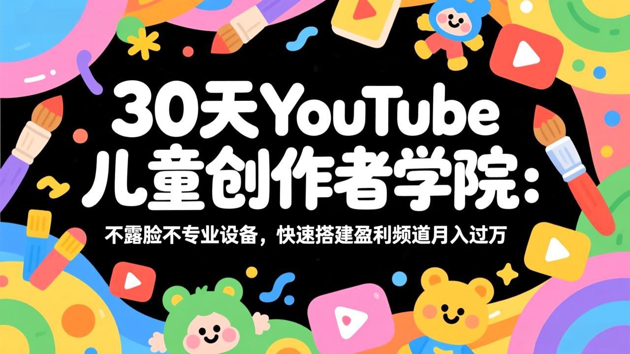30天YouTube儿童创作者学院:不露脸不专业设备,快速搭建盈利频道月入过万-百盟网