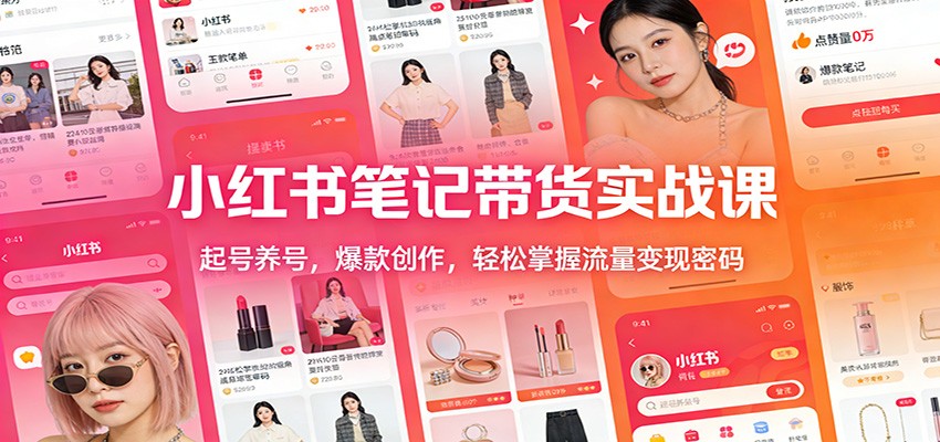 小红书笔记带货实战课：起号养号，爆款创作，轻松掌握流量变现密码-百盟网