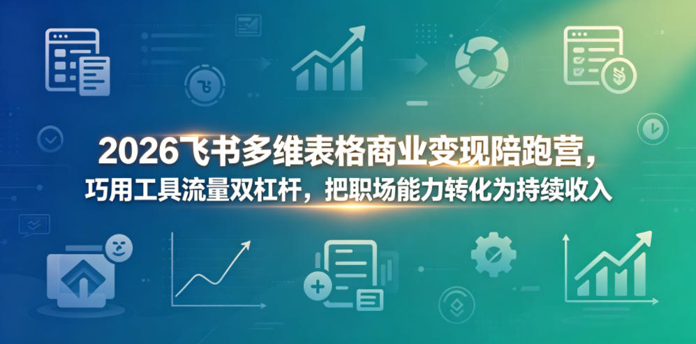 2026飞书多维表格商业变现陪跑营,巧用工具流量双杠杆,把职场能力转化为持续收入