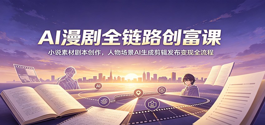 AI漫剧全链路创富课：小说素材剧本创作，人物场景AI生成剪辑发布变现全流程-百盟网