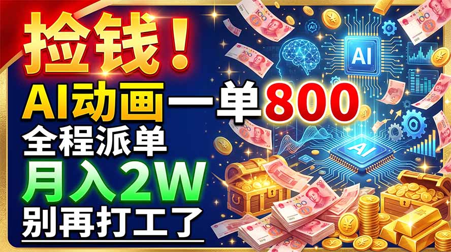 捡钱!AI动画一单800,全程派单,月入2W,别再打工了-百盟网