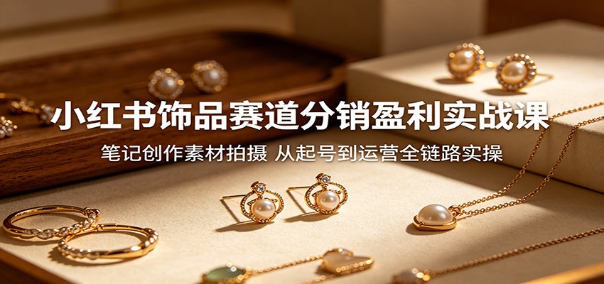 小红书饰品赛道分销盈利实战课：笔记创作素材拍摄，从起号到运营全链路实操-百盟网