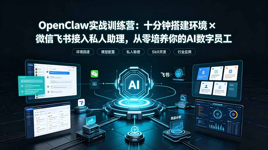 OpenClaw实战特训营:十分钟搭建环境×微信飞书接入私人助理,从零培养你的AI数字员工-百盟网