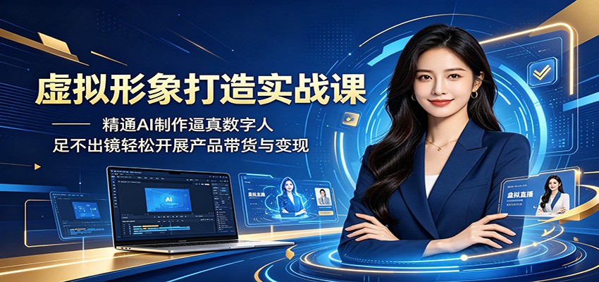 虚拟形象打造实战课：精通AI制作逼真数字人，足不出镜轻松开展产品带货与变现-百盟网