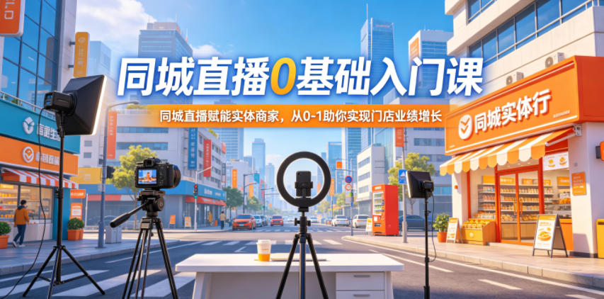 同城直播0基础入门课，同城直播赋能实体商家，从0-1助你实现门店业绩增长-百盟网
