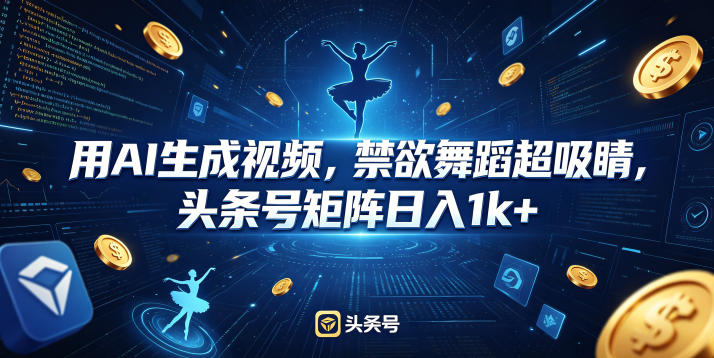 用AI生成视频，禁欲舞蹈超吸睛，头条号矩阵日入1k+-百盟网