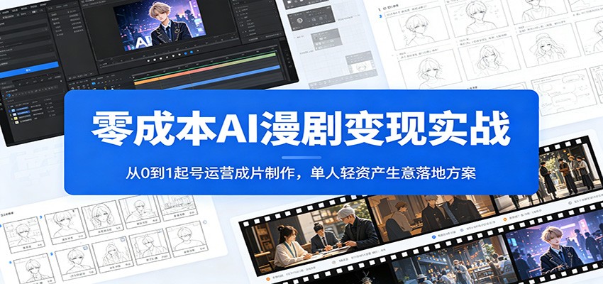 零成本AI漫剧变现实战：从0到1起号运营成片制作，单人轻资产生意落地方案-百盟网
