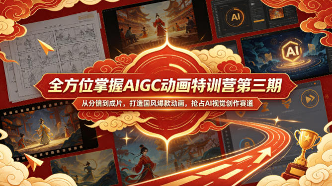 全方位掌握AIGC动画特训营第三期,从分镜到成片,打造国风爆款动画,抢占AI视觉创作赛道红利-百盟网