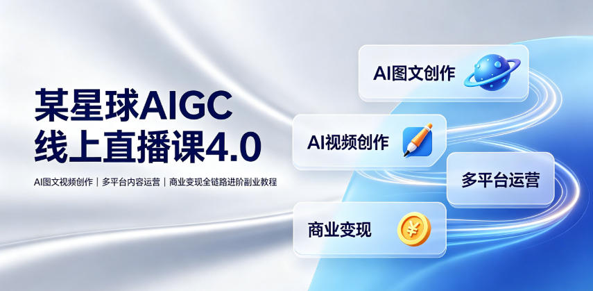 某星球AIGC线上直播课4.0|AI图文视频创作、多平台内容运营、商业变现全链路进阶副业教程-百盟网