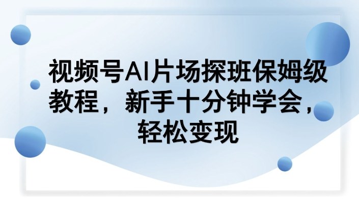 视频号AI片场探班保姆级教程,新手十分钟学会,轻松变现-百盟网