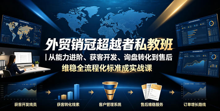 外贸销冠超越者私教班｜从能力进阶、获客开发、询盘转化到售后维稳全流程标准化成交实战课-百盟网
