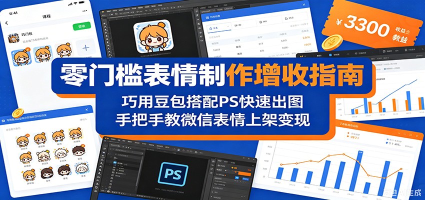 零门槛表情制作增收指南:巧用豆包搭配 PS 快速出图,手把手教微信表情上架变现-百盟网