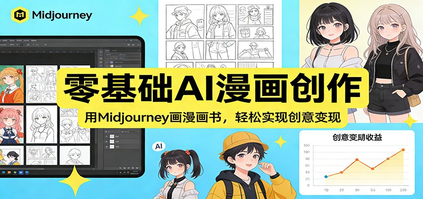 图片[1]-零基础AI漫画创作：用Midjourney画漫画书，轻松实现创意变现-百盟网