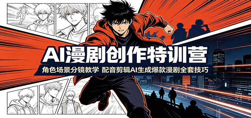AI漫剧创作特训营：角色场景分镜教学，配音剪辑AI生成爆款漫剧全套技巧-百盟网