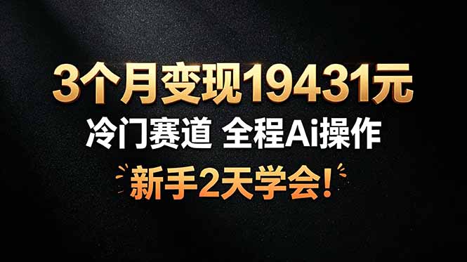 3个月变现19431元，冷门赛道 全程Ai操作，新手2天学会！-百盟网