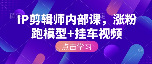 IP剪辑师内部课，涨粉跑模型+挂车视频(更新)-百盟网