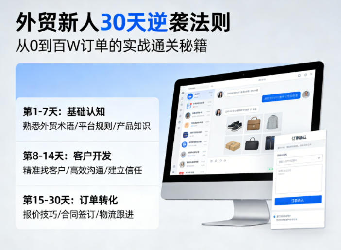 外贸新人30天逆袭法则,教你从0到百W订单的实战通关秘籍-百盟网