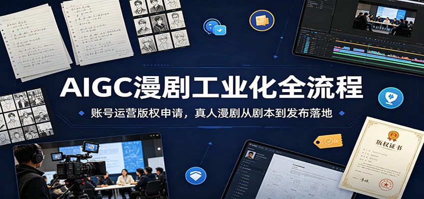 AIGC漫剧工业化全流程：账号运营版权申请，真人漫剧从剧本到发布落地-百盟网
