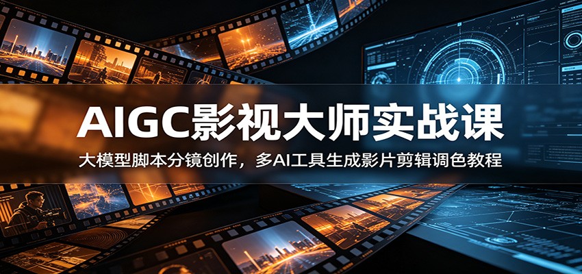 AIGC影视大师实战课：大模型脚本分镜创作，多AI工具生成影片剪辑调色教程-百盟网