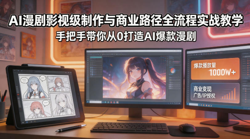 AI漫剧影视级制作与商业路径全流程实战教学，手带你从0打造AI爆款漫剧-百盟网