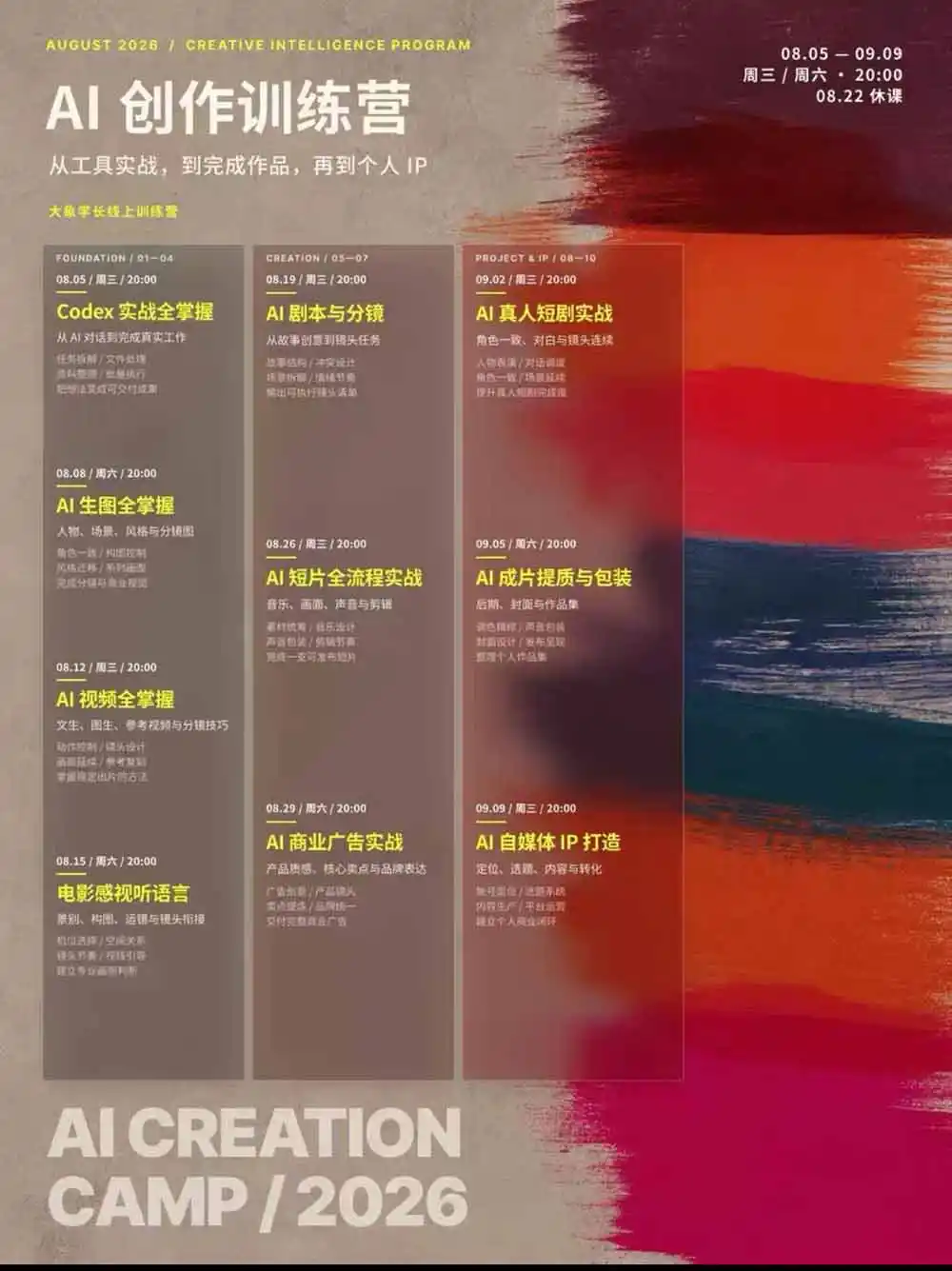 AI+创作训练营26年第5期-更新：从Codex、AI生图视频到剧本分镜与电影感短片，跑通个人IP商业闭环-百盟网