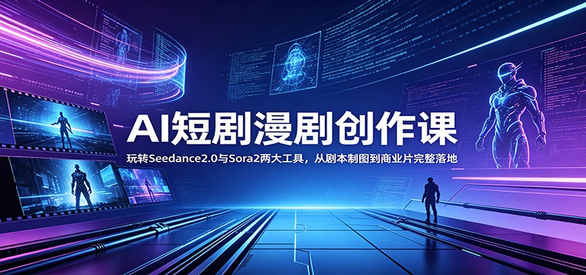 AI短剧漫剧创作课：玩转Seedance2.0与 Sora2两大工具，从剧本制图到商业片完整落地-百盟网