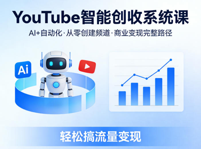 YouTube智能创收系统课，AI+自动化，从零创建YouTube频道并实现商业变现的完整路径，轻松搞流量变现-百盟网