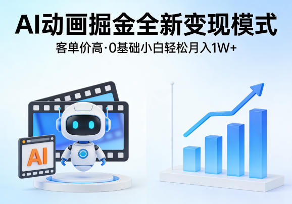 AI动画掘金全新变现模式，客单价高，0基础小白也能轻松月入1W+-百盟网