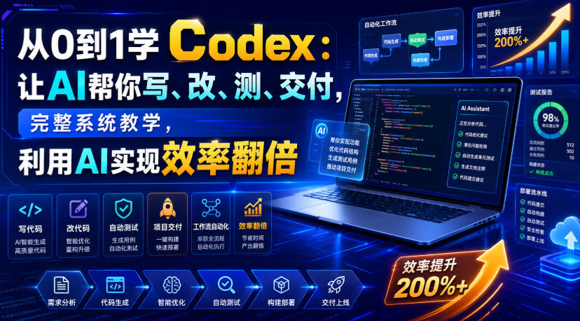 从0到1学Codex:让AI帮你写、改、测、交付,完整系统教学,利用AI实现效率翻倍-百盟网