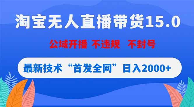 淘宝无人直播带货15.0，不封号，不违规，公域玩法，首发全网日入2000+-百盟网