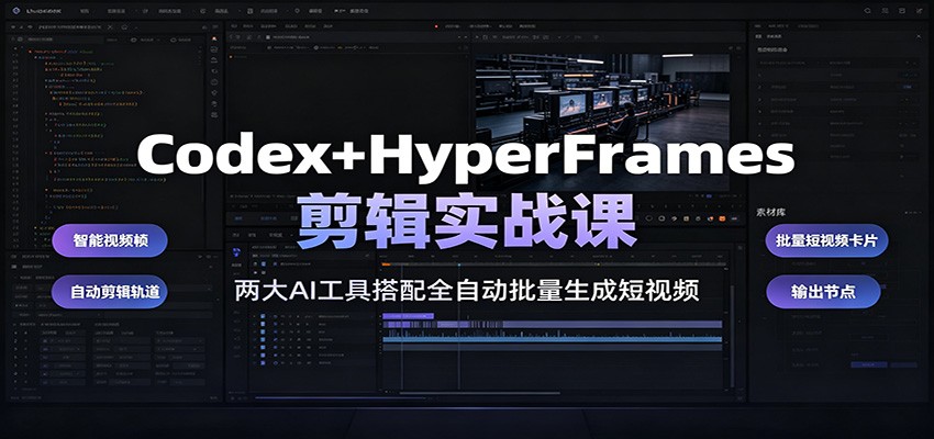 Codex+HyperFrames剪辑实战课:两大AI工具搭配全自动批量生成短视频-百盟网