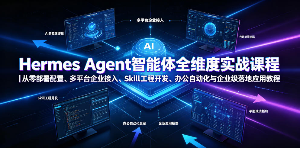Hermes Agent智能体全维度实战课程|从零部署配置、多平台企业接入、Skill工程开发、办公自动化与企业级落地应用教程-百盟网