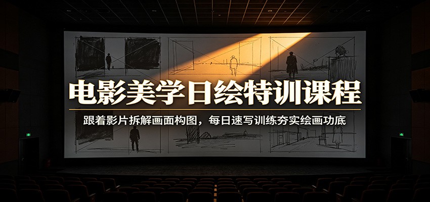 电影美学日绘特训课程：跟着影片拆解画面构图，每日速写训练夯实绘画功底-百盟网