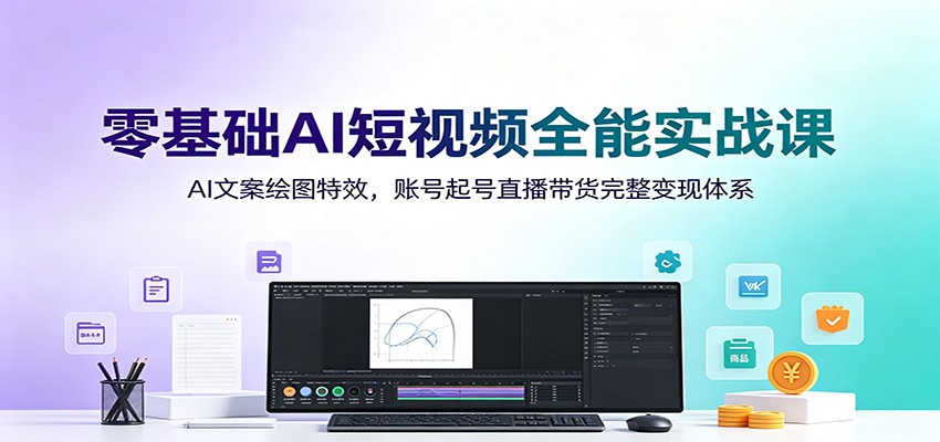 零基础AI短视频全能实战课:AI文案绘图特效,账号起号直播带货完整变现体系-百盟网